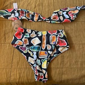 Lisa Says Gah Bandeau Bikini Swimsuit Italian size S - NWT